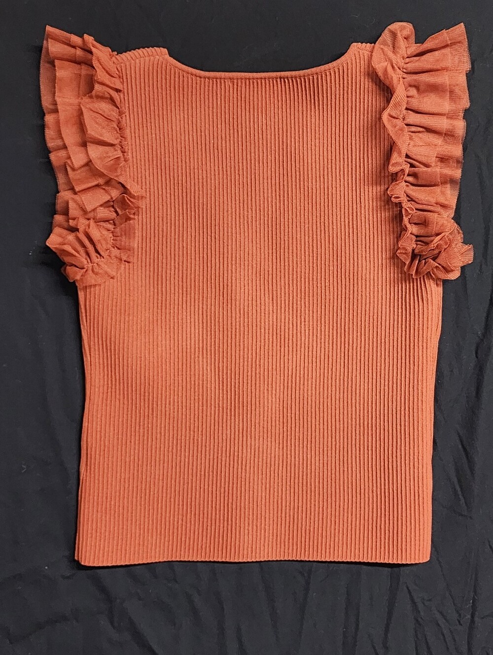 Bailey 44 Rust Ruffle Sleeve Ribbed Tank Top - Picture 3 of 3
